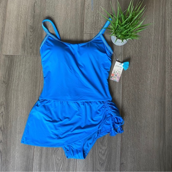 Johnny Was Denise Skirted Tank Suit Blue Sz Medium - Picture 3 of 3